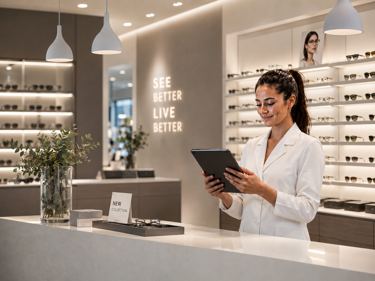 Retail store associate using a tablet